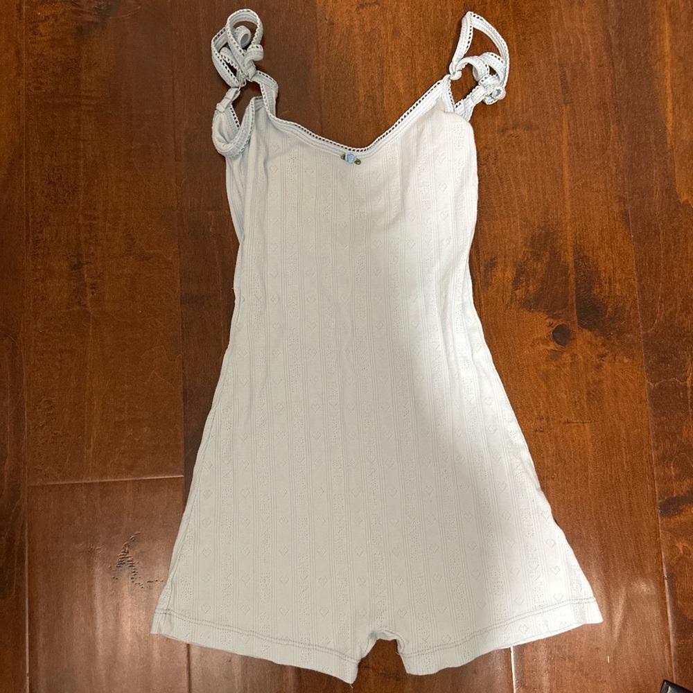 Frankie's Bikinis Pointelle Pale Blue Bikini Romper